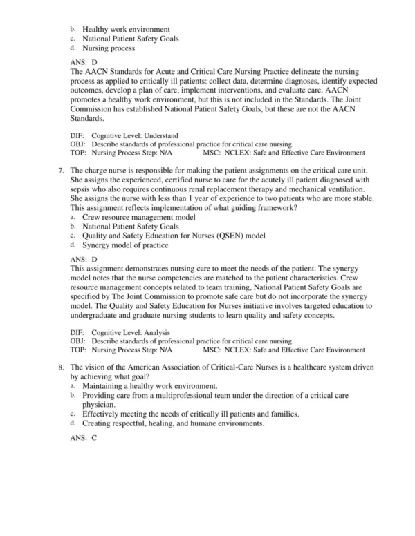 Chapter-based critical care nursing exam questions organized by system and topic