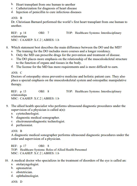 Chapter-organized clinical medical assistant question sets for comprehensive exam review