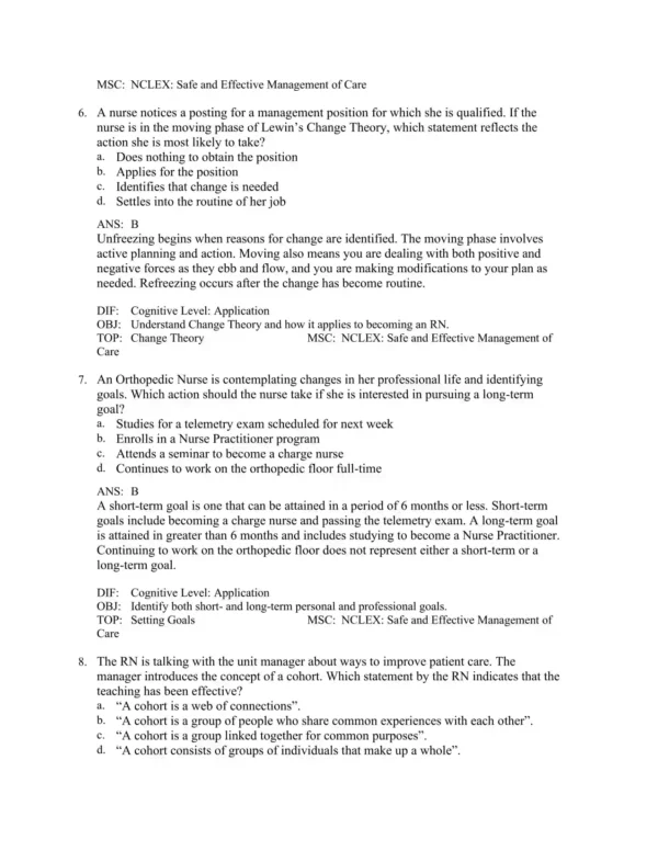 LPN to RN Transitions 5th Edition Lora Claywell Test Bank_Page3.webp-003 Chapter-by-chapter nursing exam questions covering LPN to RN transition concepts systematically