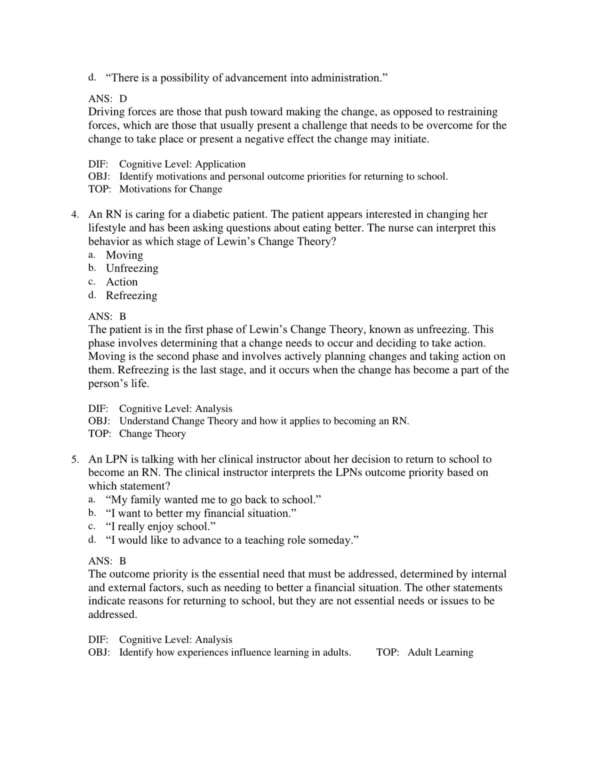 LPN_to_RN_Transitions_4th_Edition_by_Lora_Claywell_Test_Bank_p002 Detailed nursing answer rationales with explanations for correct and incorrect responses