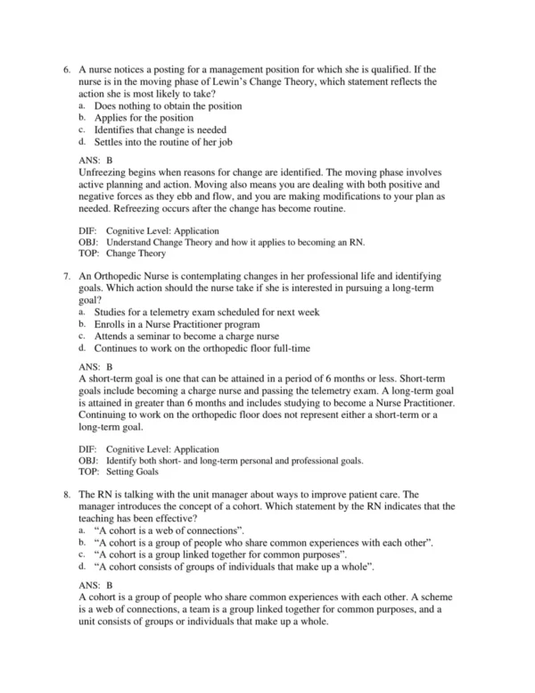 LPN_to_RN_Transitions_4th_Edition_by_Lora_Claywell_Test_Bank_p003 Chapter-based LPN to RN transition questions organized for systematic nursing review