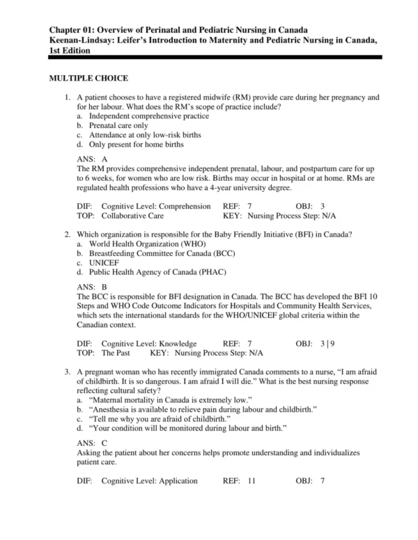 Leifer_s_Introduction_to_Maternity_&_Pediatric_Nursing_in_Canada_by_Gloria_Leifer_p001 NCLEX-style maternity and pediatric nursing practice questions with answer choices and clinical scenarios