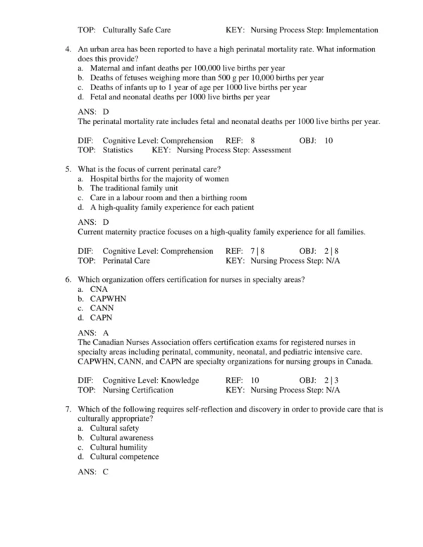 Leifer_s_Introduction_to_Maternity_&_Pediatric_Nursing_in_Canada_by_Gloria_Leifer_p002 Detailed answer rationales for maternity and pediatric nursing questions explaining correct responses
