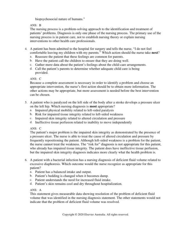 Lewis_s_Medical-Surgical_Nursing_5th_Edition_Assessment_and_Management_of_Clinical_Problems_Diane_Brown_Test_Bank_p002 Detailed answer rationales for medical-surgical nursing questions explaining correct and incorrect responses