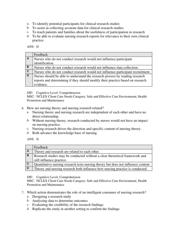 LoBiondo-Wood_Nursing_Research_in_Canada_4th_Edition_Test_Bank_p003 Chapter-based nursing research exam questions covering study design, ethics, and data analysis