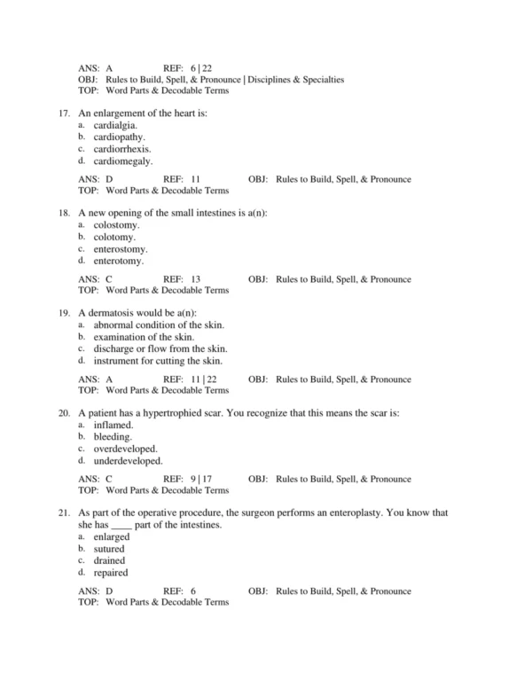 Healthcare terminology study materials with vocabulary practice and exam preparation questions