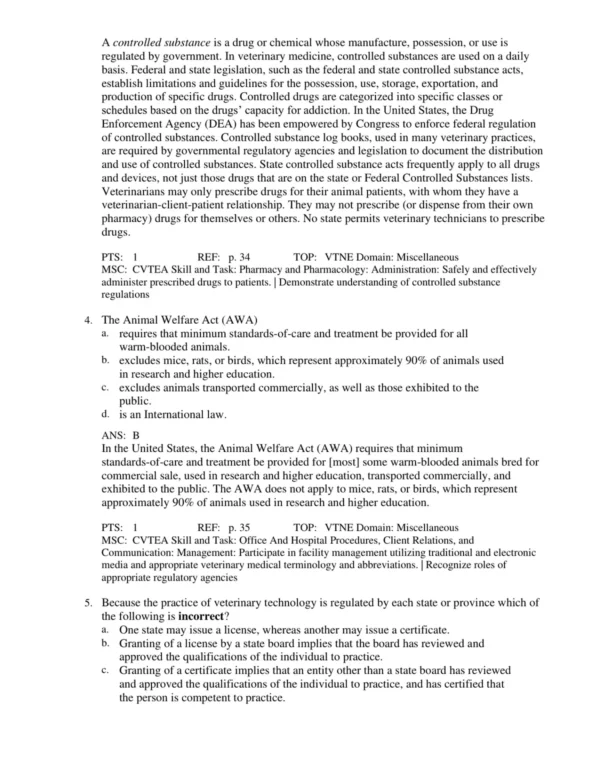 McCurnin_s_Clinical_Textbook_for_Veterinary_Technicians_9th_Edition_by_Joanna_M_p002 Detailed veterinary answer rationales explaining correct responses and animal care procedures