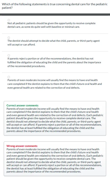 McDonald and Avery Dentistry for the Child 2 Detailed answer rationales explaining correct responses and dental treatment principles in pediatric cases
