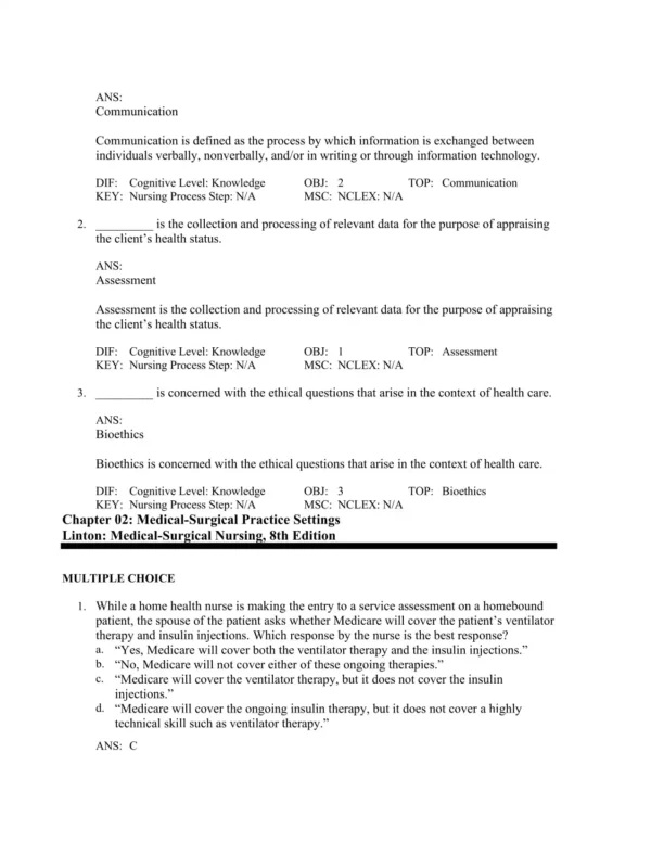 Medical-Surgical Nursing, 8th Editionby Adrianne Dill Linton Test Bank_Page3.webp-003 Chapter-based medical-surgical nursing exam questions organized for systematic learning and exam readiness