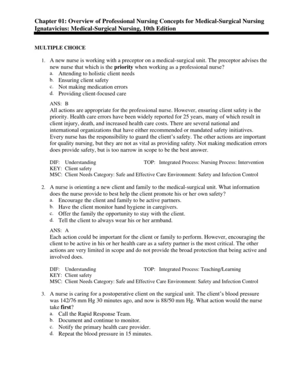 NCLEX-style multiple choice med-surg nursing practice questions with clinical scenarios