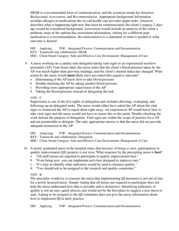 Medical-surgical nursing exam practice materials with case studies and clinical application questions