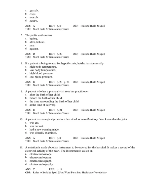 Detailed coding answer rationales explaining correct terminology and anatomy connections for medical exams