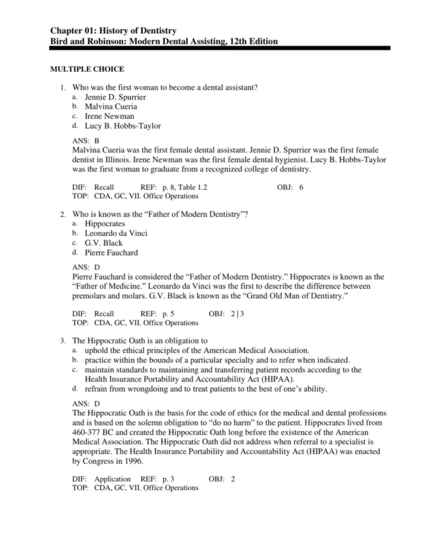Modern_Dental_Assisting_12th_Edition_by_Doni_L_p001 Multiple choice dental assisting exam questions with realistic NCLEX-style practice formats