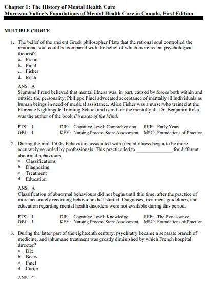 Multiple choice mental health nursing practice questions with case-based learning scenarios