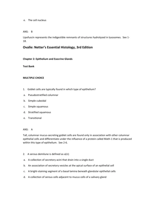 Netter's Essential Histology, 3rd Edition by William K. Ovalle Test Bank_Page4.webp-04 Histology exam preparation materials with labeled diagrams and review questions for visual learners
