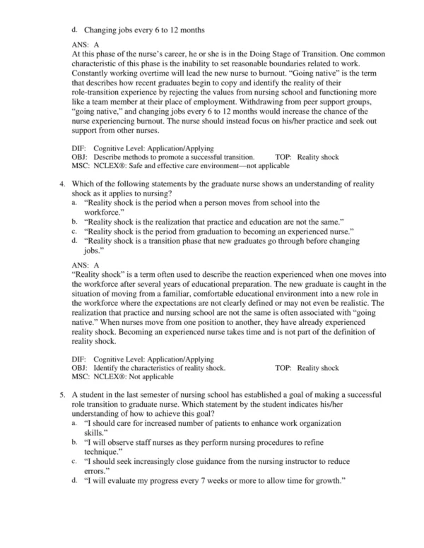 Chapter-based nursing professional practice questions organized for systematic study and review
