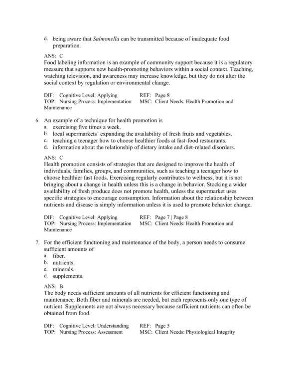 Nutritional Foundations & Clinical Application, 7th Edition by Michele Grodner Test Bank_Page3.webp-003 Multiple choice nutrition exam questions on dietary guidelines and clinical applications for nursing student