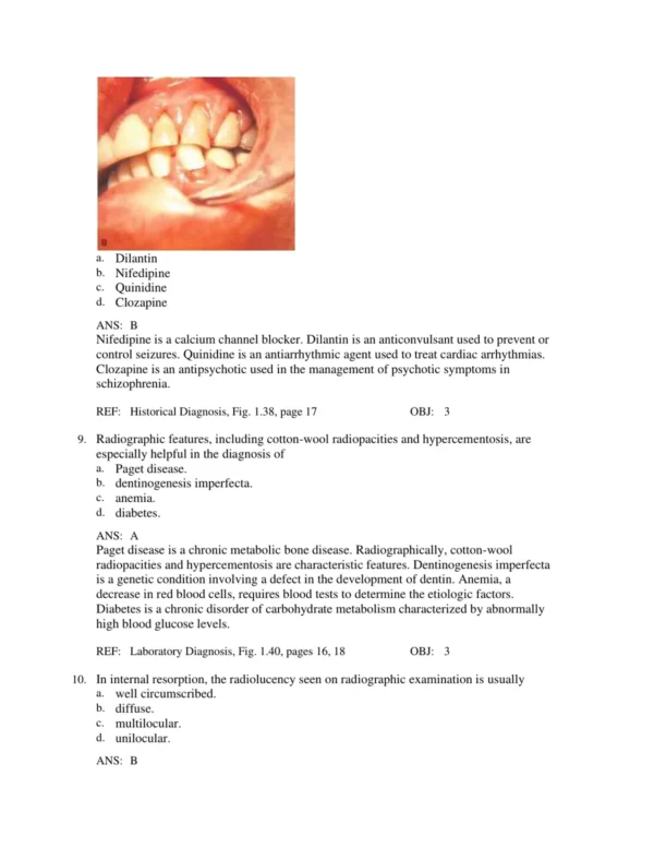 Oral_Pathology_for_the_Dental_Hygienist_7th_Edition_by_Olga_A._C_p004 Multiple choice dental hygiene exam questions covering oral disease identification and pathology concepts