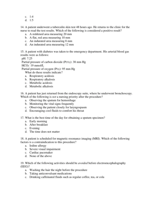 Pagana_Mosby_s_Canadian_Manual_of_Diagnostic_and_Laboratory_Tests_2nd_Canadian_Edition_Test_Bank_p003 Nursing exam preparation materials featuring practice questions with explanations for critical tests