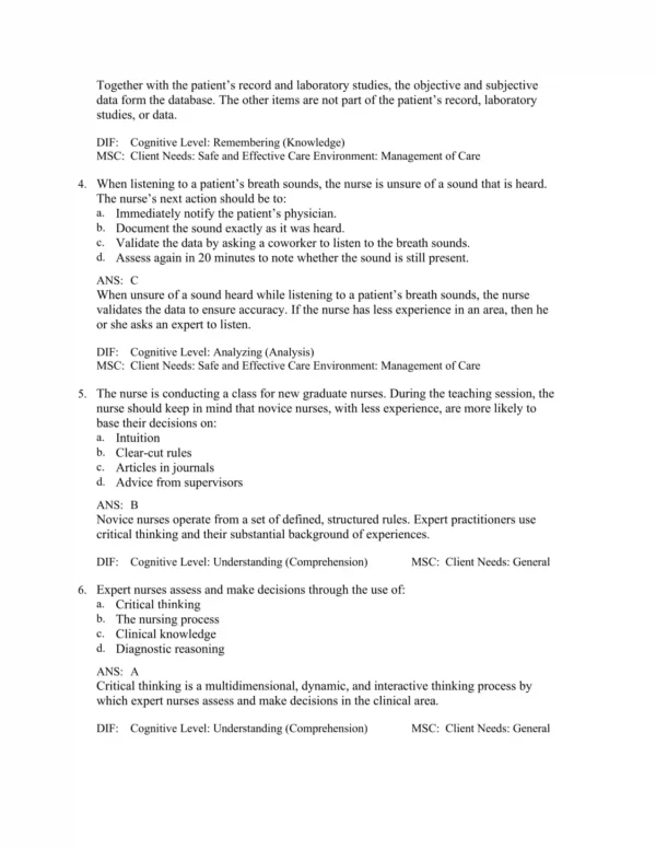Physical Examination and Health Assessment, 3rd Edition by Carolyn Jarvis Test Bank_Page2.webp-002 Detailed answer explanations with clinical reasoning for physical assessment and patient evaluation scenarios