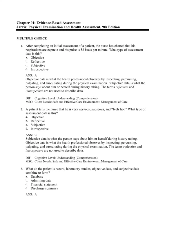 Physical Examination and Health Assessment, 9th Edition by Carolyn Jarvis_Page1.webp-001 NCLEX-style nursing assessment practice questions with multiple choice formats and scenario-based cases