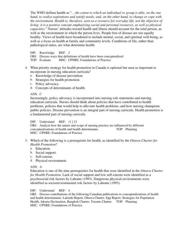 Detailed answer rationales explaining correct responses for nursing exam questions and clinical concepts