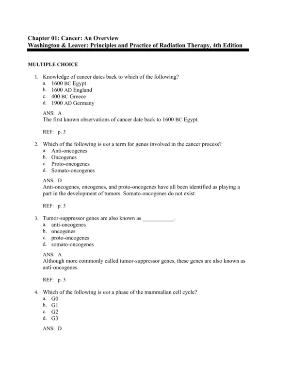 Principles and Practice of Radiation 1 Test Bank For Principles and Practice of Radiation Therapy 4th Edition Washington