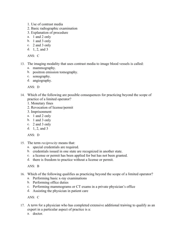 Radiography Essentials for Limited Practice, 5th Editionby Bruce W. Long Test Bank_Page3.webp-003 Radiologic exam preparation materials with radiographic technique review questions and study conten