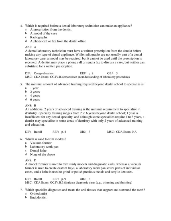 Chapter-based dental assisting exam questions covering key topics systematically