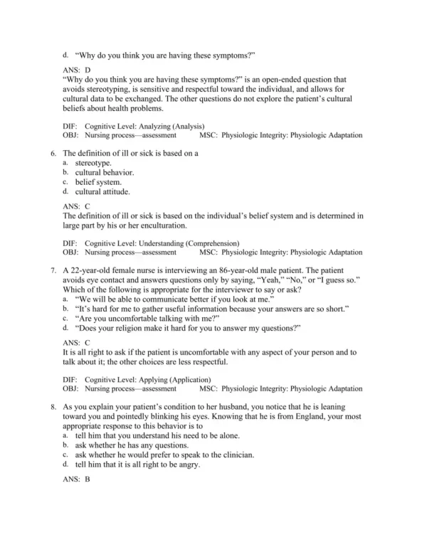 Seidel's Guide to Physical Examination, 10th Editionby Jane W. Ball Test Bank_Page3.webp-003 Detailed answer rationales for physical examination questions explaining correct assessment findings