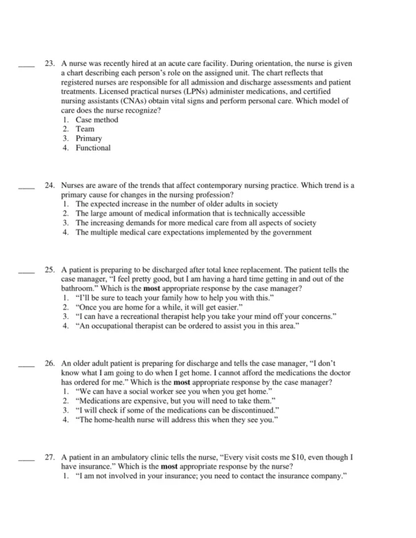 Test Bank For Basic Nursing Thinking 6 Comprehensive review questions covering patient care priorities and safety-focused nursing interventions