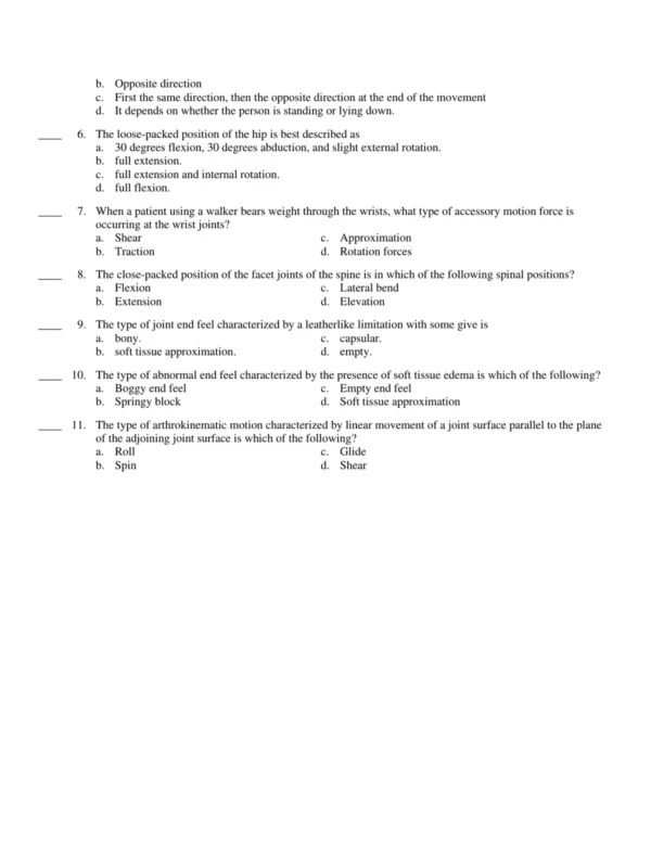 Test Bank For Clinical Kinesiology And Anatomy 6th Edition Lynn S. Lippert 8 Kinesiology case-based study questions integrating anatomy and motion concepts for applied learning