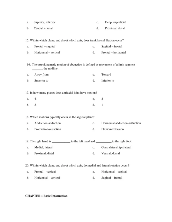 Test Bank For Clinical Kinesiology And Anatomy 7th Edition Lynn S. Lippert 3 Chapter-based kinesiology and anatomy exam questions organized by body systems and movement principles