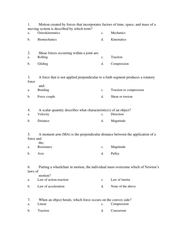 Test Bank For Clinical Kinesiology And Anatomy 7th Edition Lynn S. Lippert 5 Biomechanics multiple choice questions testing joint actions, levers, and muscular function for kinesiology students