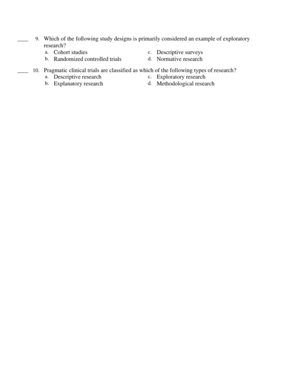 Test Bank For Foundations Of Clinical Research 2 Research-based multiple choice nursing practice questions focusing on data analysis and study design concepts