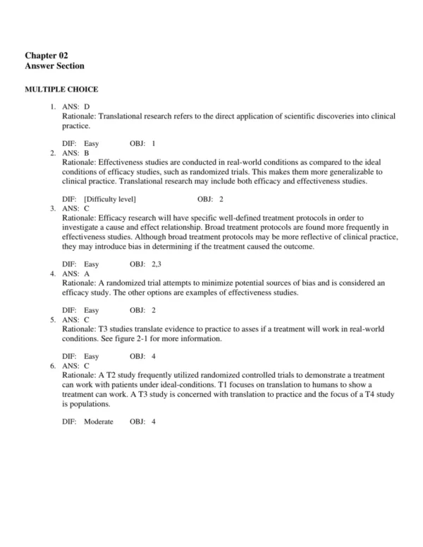 Test Bank For Foundations Of Clinical Research 6 Foundations of Clinical Research Applications to Evidence Based Practice 4th Edition test bank by Leslie Portney