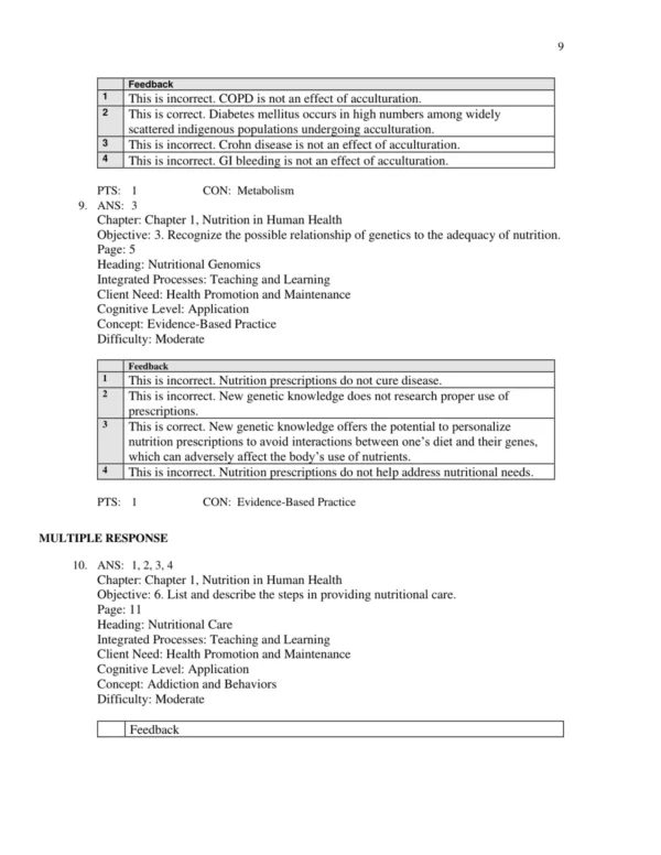 Test Bank For Lutz's Nutrition And Diet Therapy 8th Edition Erin E. Mazur 9 Nursing exam study guide featuring dietary case studies and nutrition intervention scenarios for learning practice