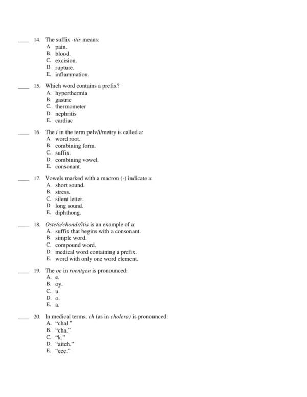 Chapter-based terminology exercises with structured review of medical word-building concepts