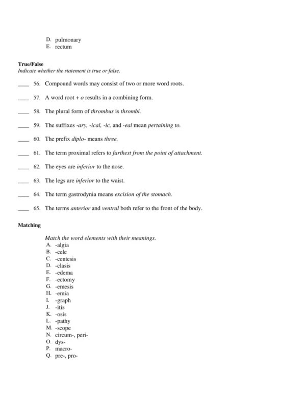 Medical terminology exam preparation materials with applied healthcare examples and self-assessment review