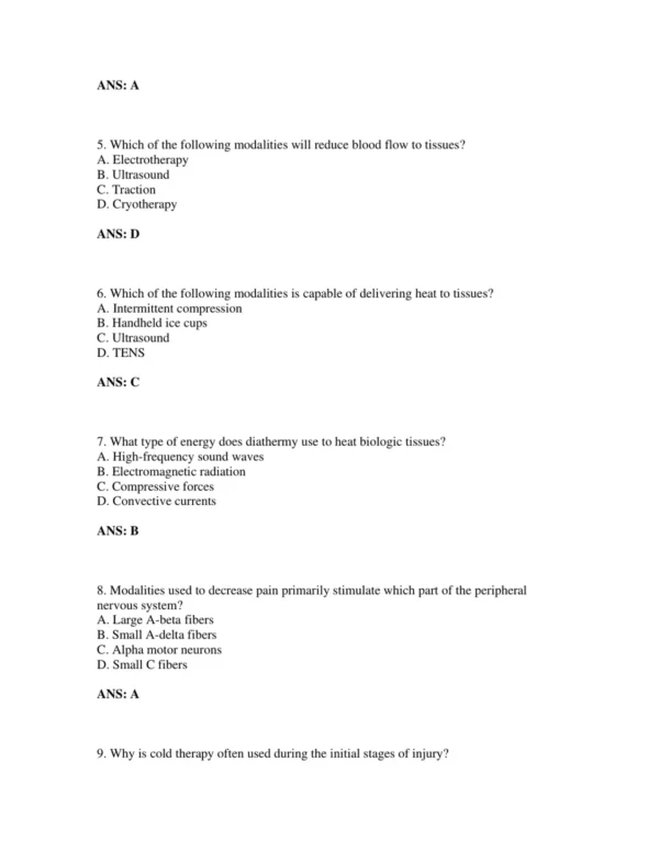 Test Bank For Michlovitz's Modalities 2 Detailed answer rationales explaining correct responses for physical therapy exam questions with evidence-based practice focus