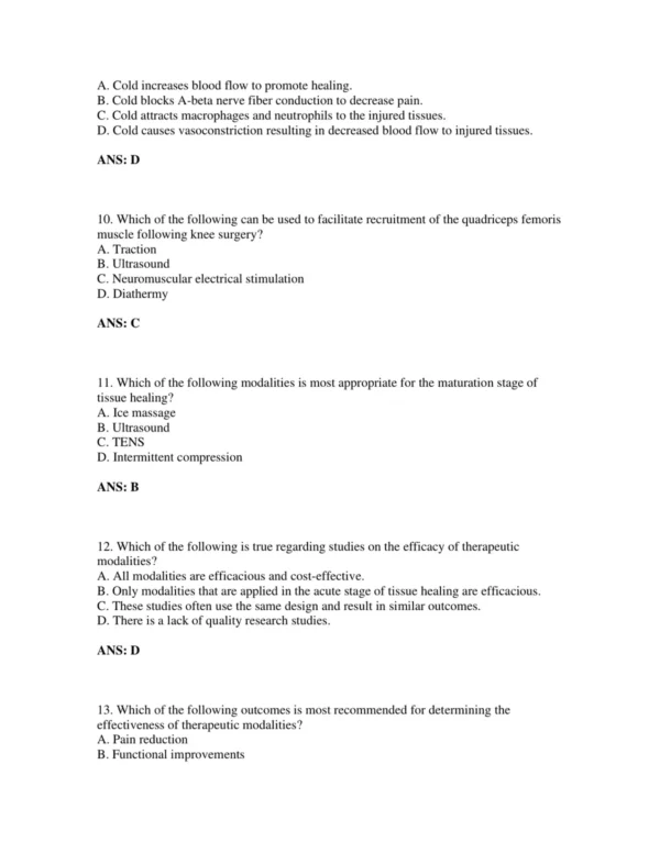 Test Bank For Michlovitz's Modalities 3 Chapter-based therapeutic intervention exam questions covering core physical therapy concepts and clinical applications