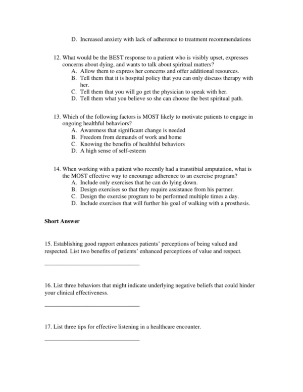 Test Bank For Mobility In Context 3 Chapter-based organization of patient care skill test questions aligned with mobility and rehabilitation learning objectives