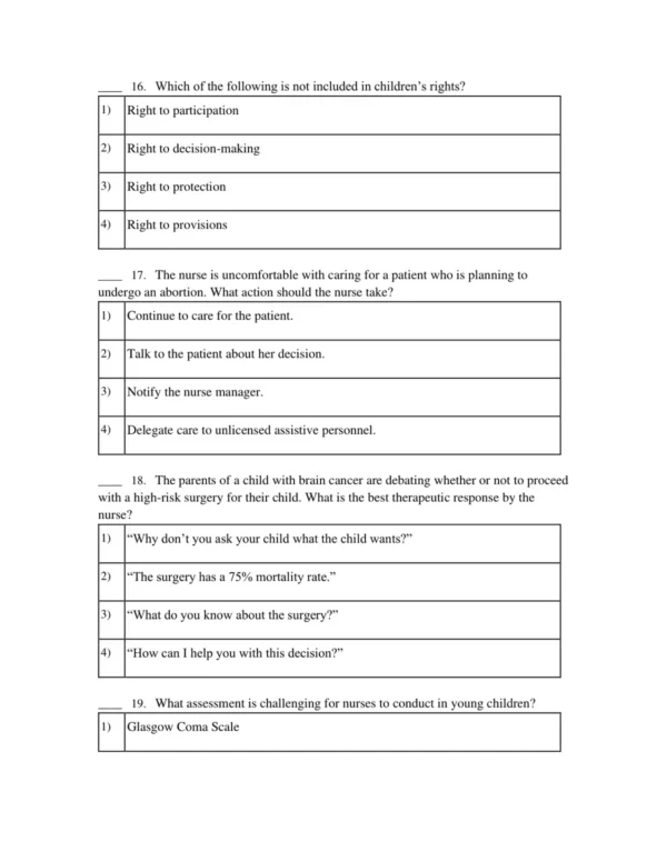 Maternity and pediatric nursing NCLEX-style multiple choice questions for practice and review