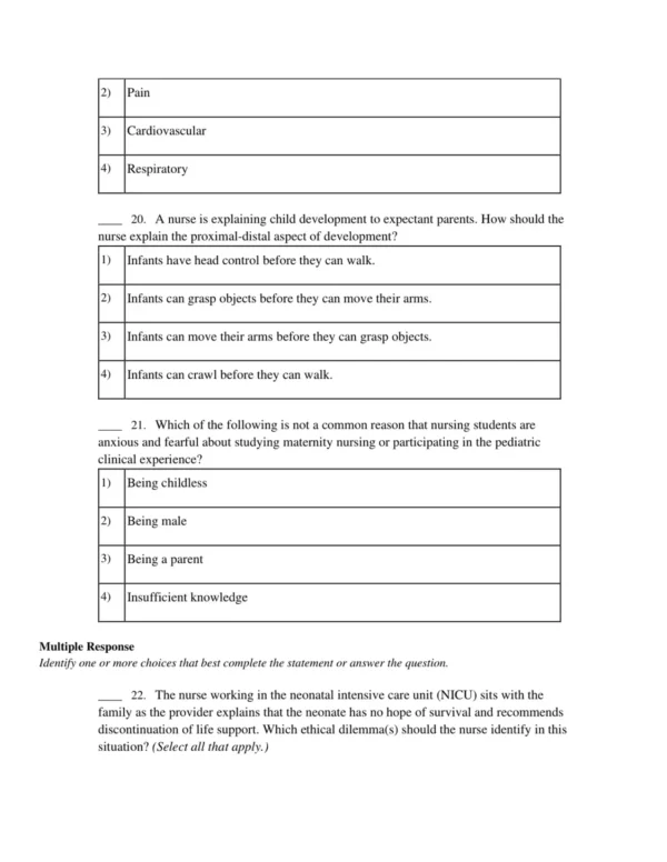 Detailed answer explanations for maternity and pediatric nursing exam questions to enhance understanding and retention
