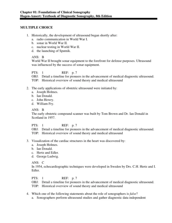 Detailed sonography answer rationales with imaging explanations and clinical concepts