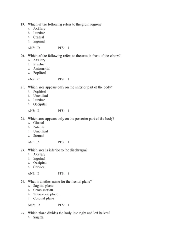 Anatomy and physiology exam preparation materials with diverse question types for nursing students
