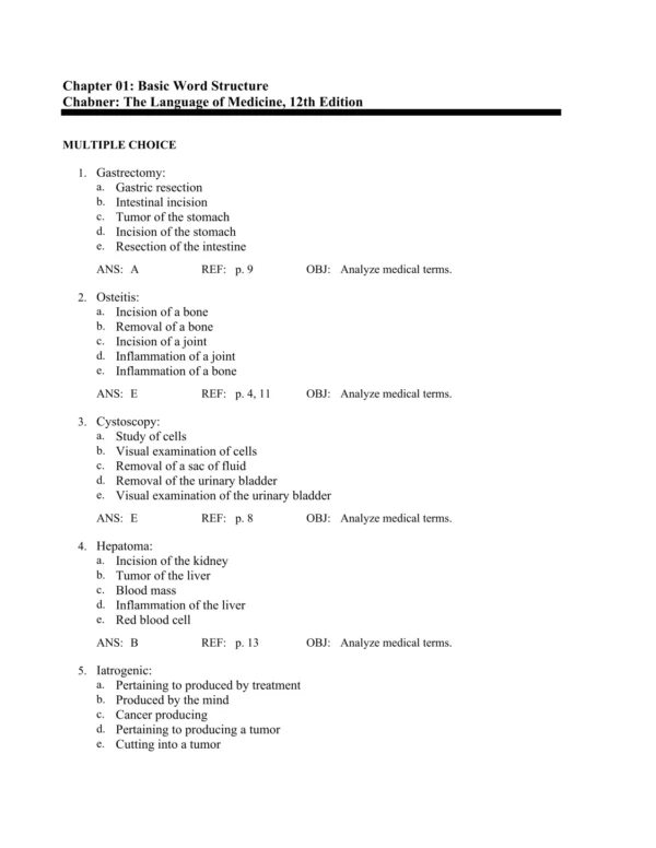 The Language of Medicine 12th Edition by Davi-Ellen Chabner Test Bank_Page1.webp-001 NCLEX-style multiple choice medical terminology practice questions covering anatomy and healthcare vocabulary