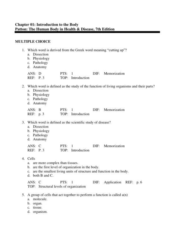 The_Human_Body_in_Health_&_Disease_7th_Edition_by_Kevin_T_p001 Detailed answer rationales explaining correct responses for human anatomy and physiology exam questions
