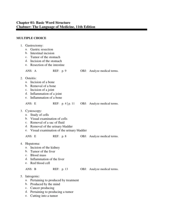 The_Language_of_Medicine_11th_Edition_by_Davi-Ellen_Chabner_Test_Bank_p001 Detailed answer rationales explaining medical terminology and correct responses in healthcare test questions