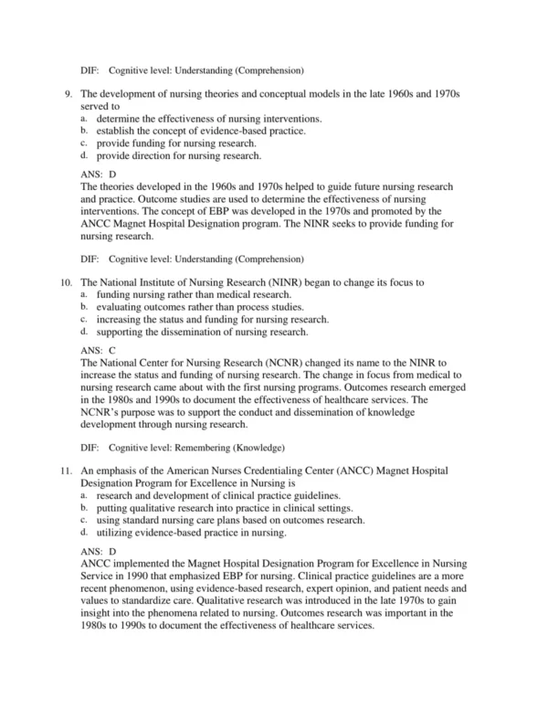 NCLEX-style multiple choice questions with research-related topics